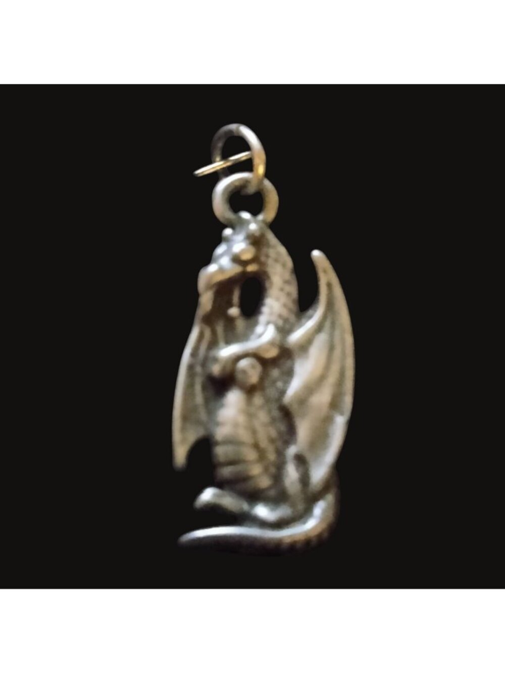 Silver Dragon Pendant Charm Mystic Goth 1 inch